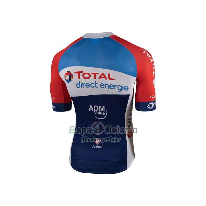 Direct Energie Ropa Ciclismo Culotte Corto 2021 Hombre Mangas Cortas Azul Rojo Blanco